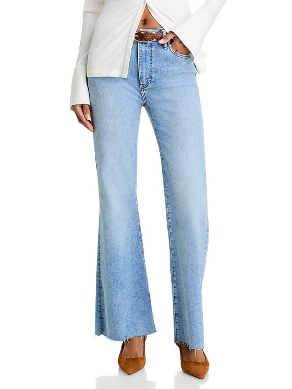 FRAME The Icon High Rise Flare Jeans Lark Raw After Raw Cut Hem Size 24